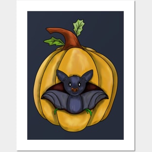 Bat in pumpkin Posters and Art